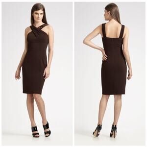 DAVID MEISTER BROWN BEADED HALTER DRESS SZ 4 $495